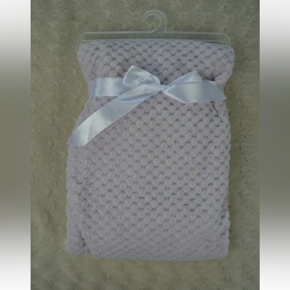 Born Loved Solid Purple Honeycomb Baby Blanket Textured Soft Plush